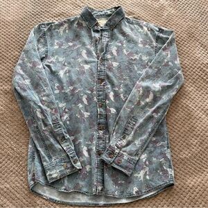 Selected Homme - Men's Slim Fit Denim Camouflage Button-Up Shirt